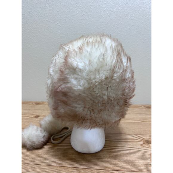 VTG Genuine Tuscan Lambskin Fur Trapper Hat 46 Italy Shearling Aviator Pom Pom - Picture 4 of 11